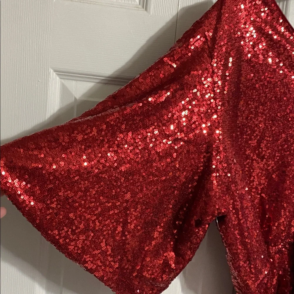 BOLD elements red sequin blouse top shirt size 2X - Picture 3 of 9